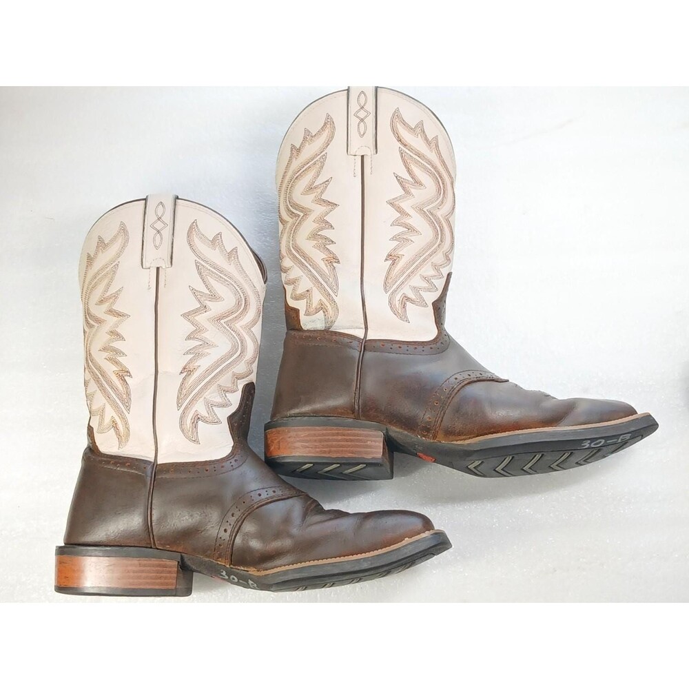 Justin Cowboy Boots 8.5 EE Brown Beige Two-Tone Leather Rodeo